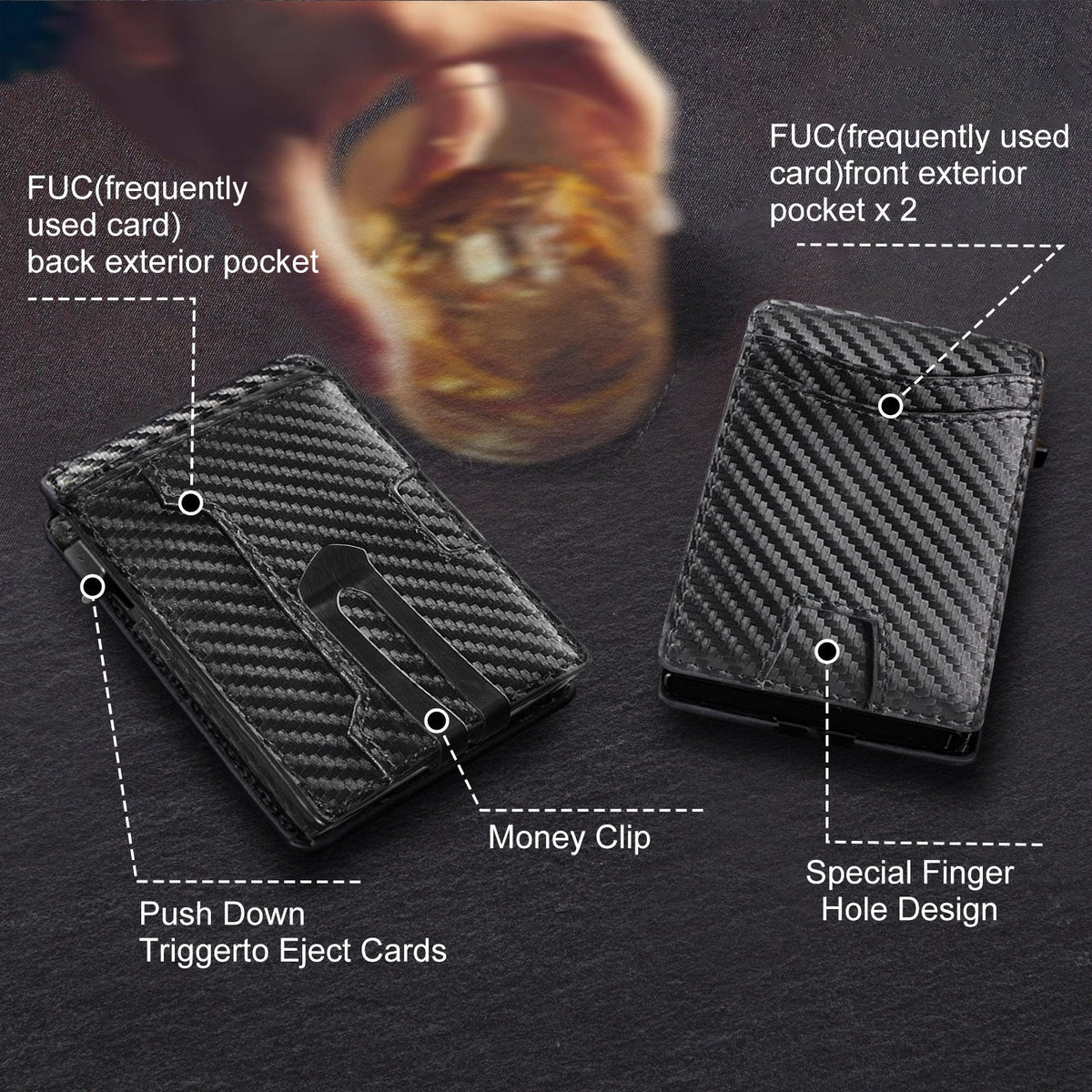 RFID Blocking Carbon Fiber Wallet LoungeYard — product view 2