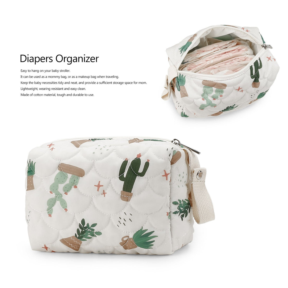 Stylish cosmetic bag with trendy plant motifs LoungeYard — product view 1