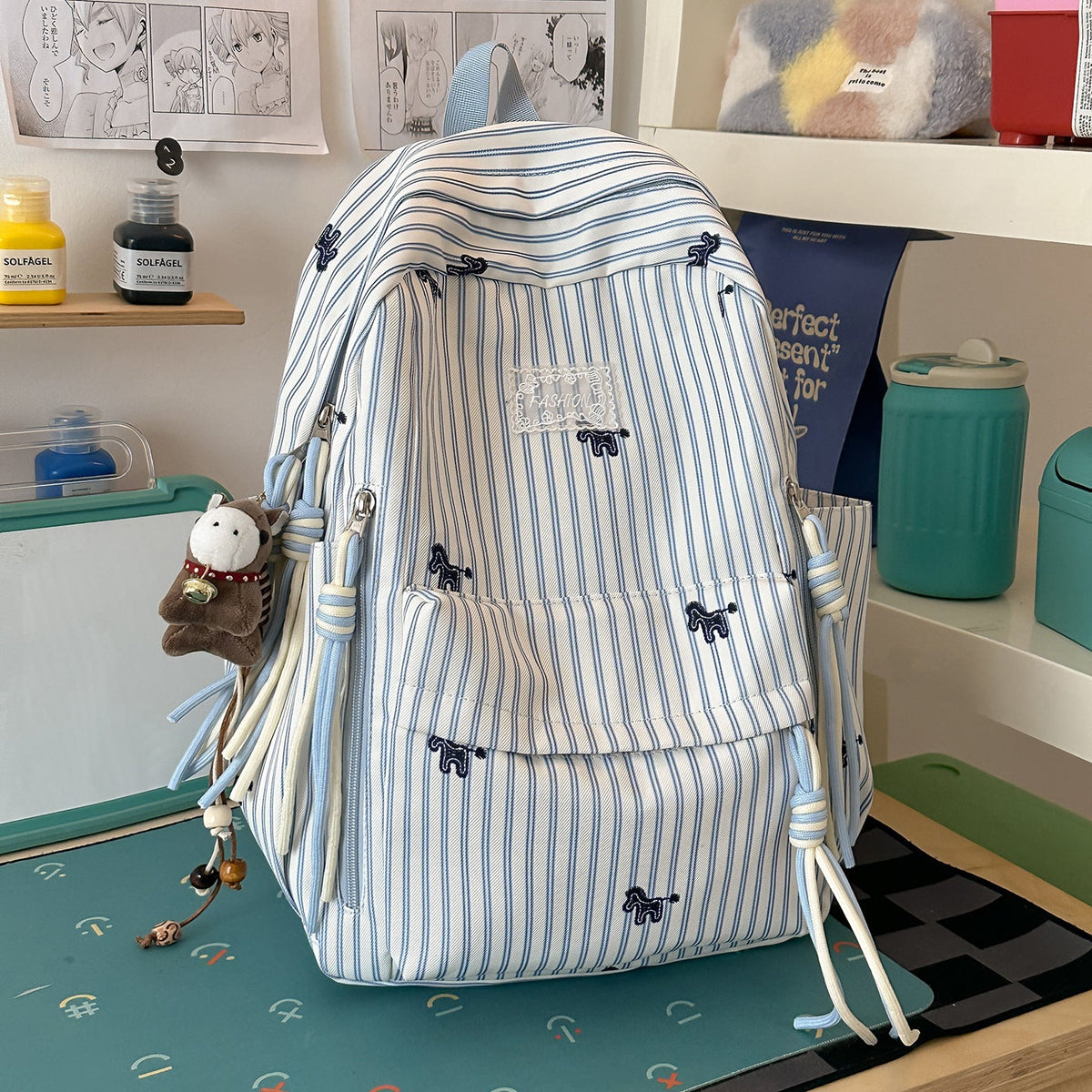 Playful Animal-Themed Striped Backpack LoungeYard — product view 7