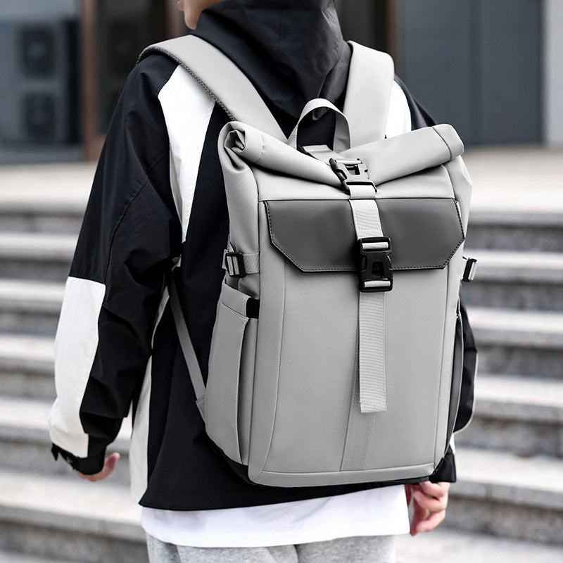 Robust rolltop backpack with ergonomic carrying system and versatile storage space LoungeYard — product view 2