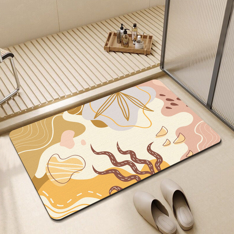 Abstract Floral Design Bath Mat Bowlift — product view 5
