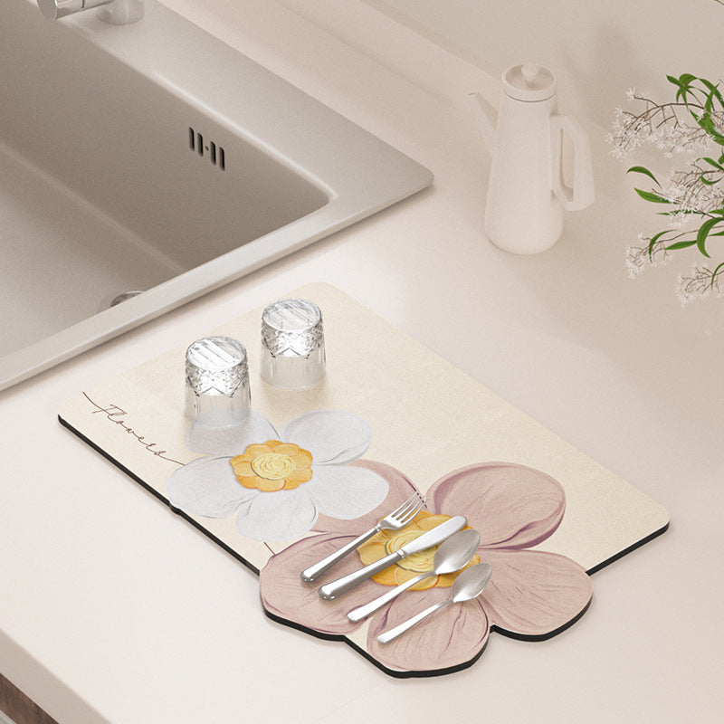 Floral Design Kitchen Drying Mat — product view 2