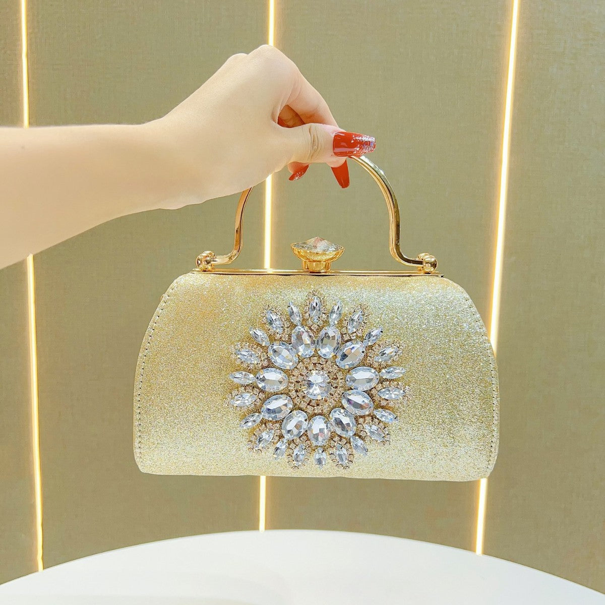 Glittering Floral Embellished Evening Handbag — product view 1
