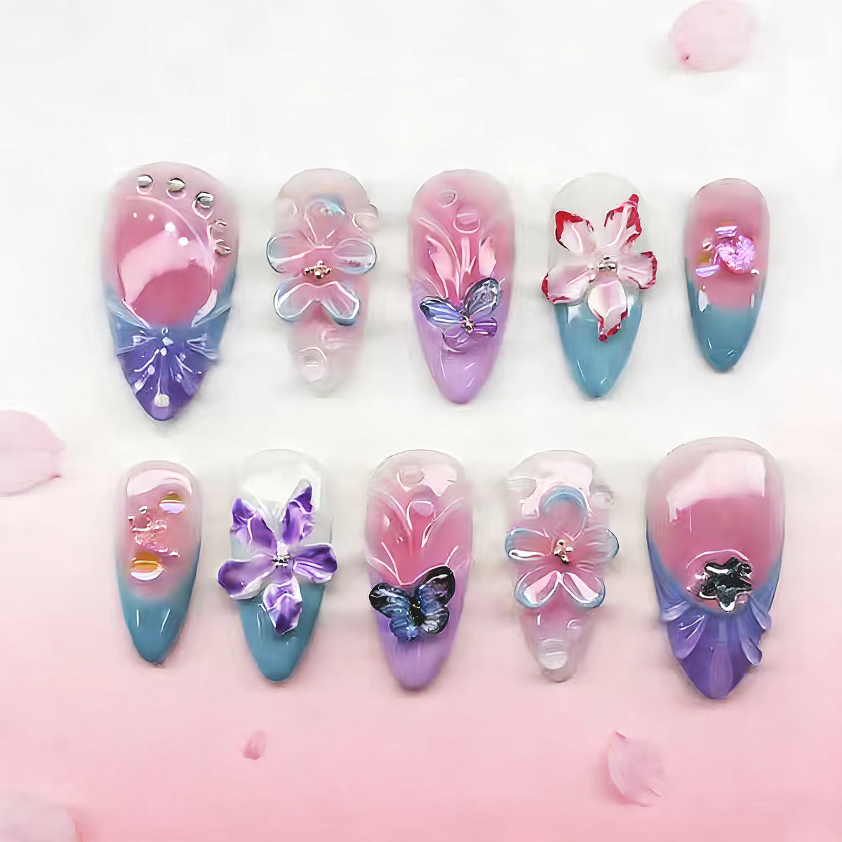 Floral Artistic Press-On Nail Set — product view 1