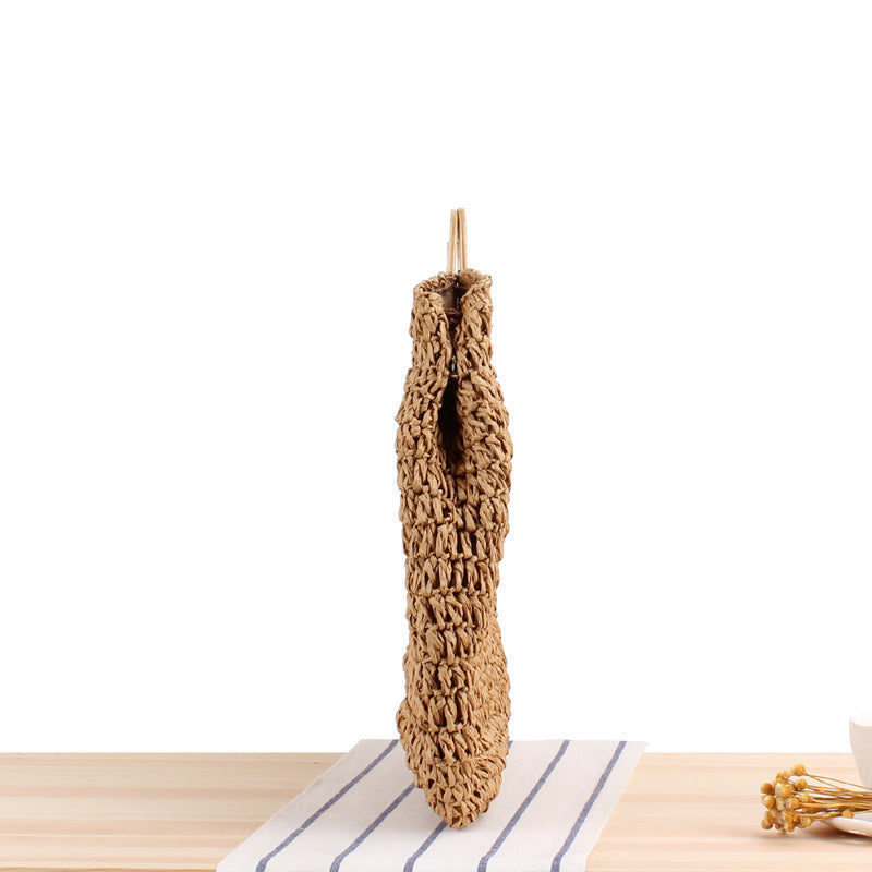 Macrame Tote Bag with Elegant Wooden Handle LoungeYard — product view 3