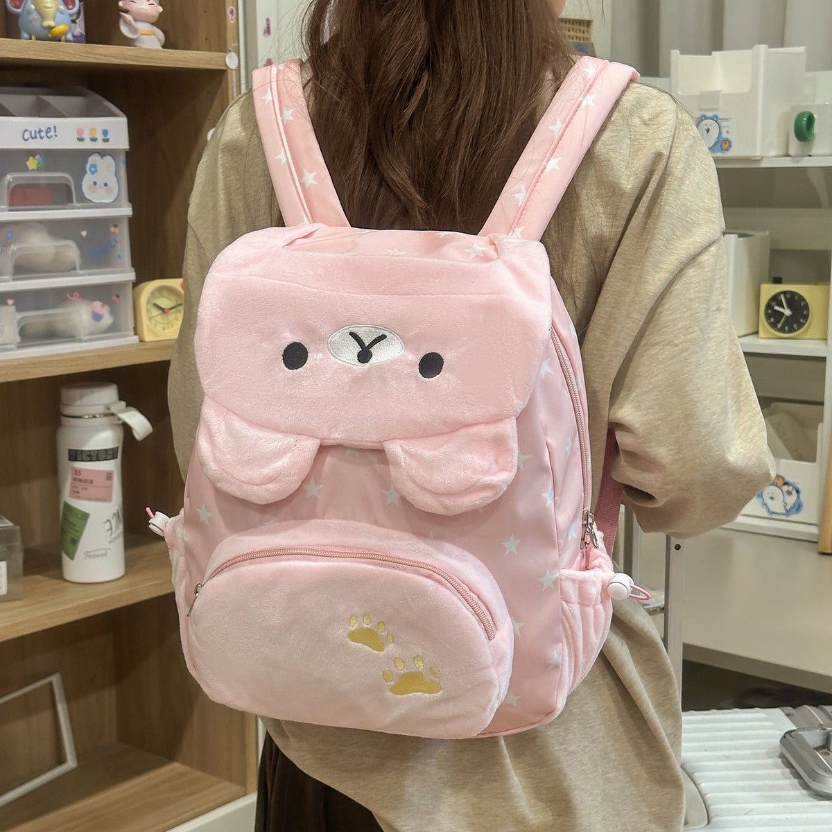 Cute Animal-Theme Plush Backpack LoungeYard — product view 1