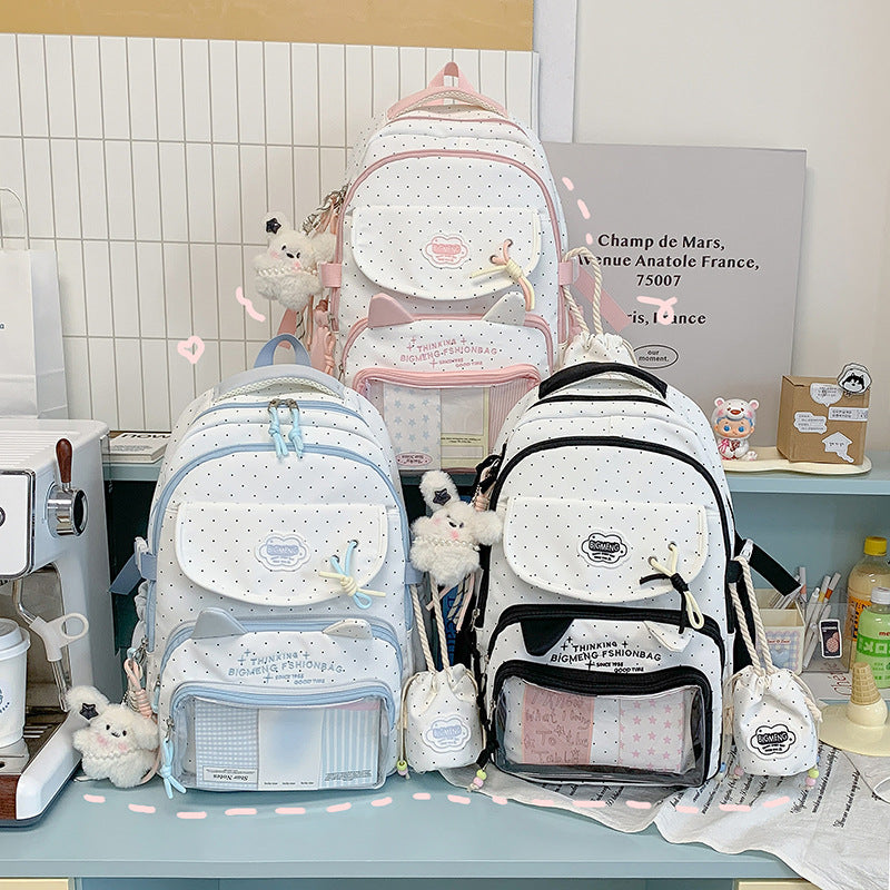 Polka Dot Design Backpack with Multiple Compartments LoungeYard — product view 4