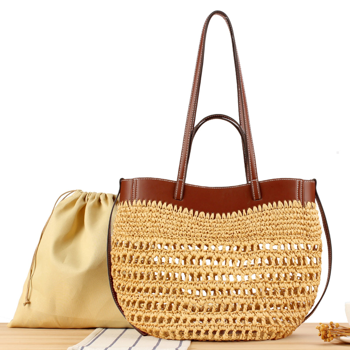 Braided Shoulder Bag with Elegant Leather Detail LoungeYard — product view 2