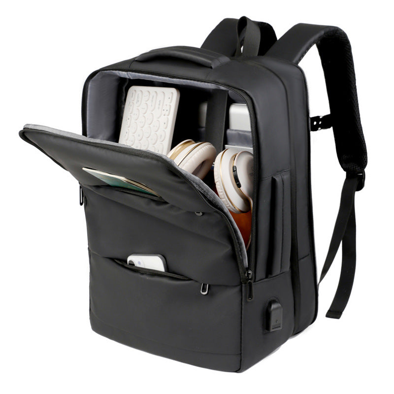 More modern laptop backpack with practical USB connection and innovative compartment system LoungeYard — product view 2