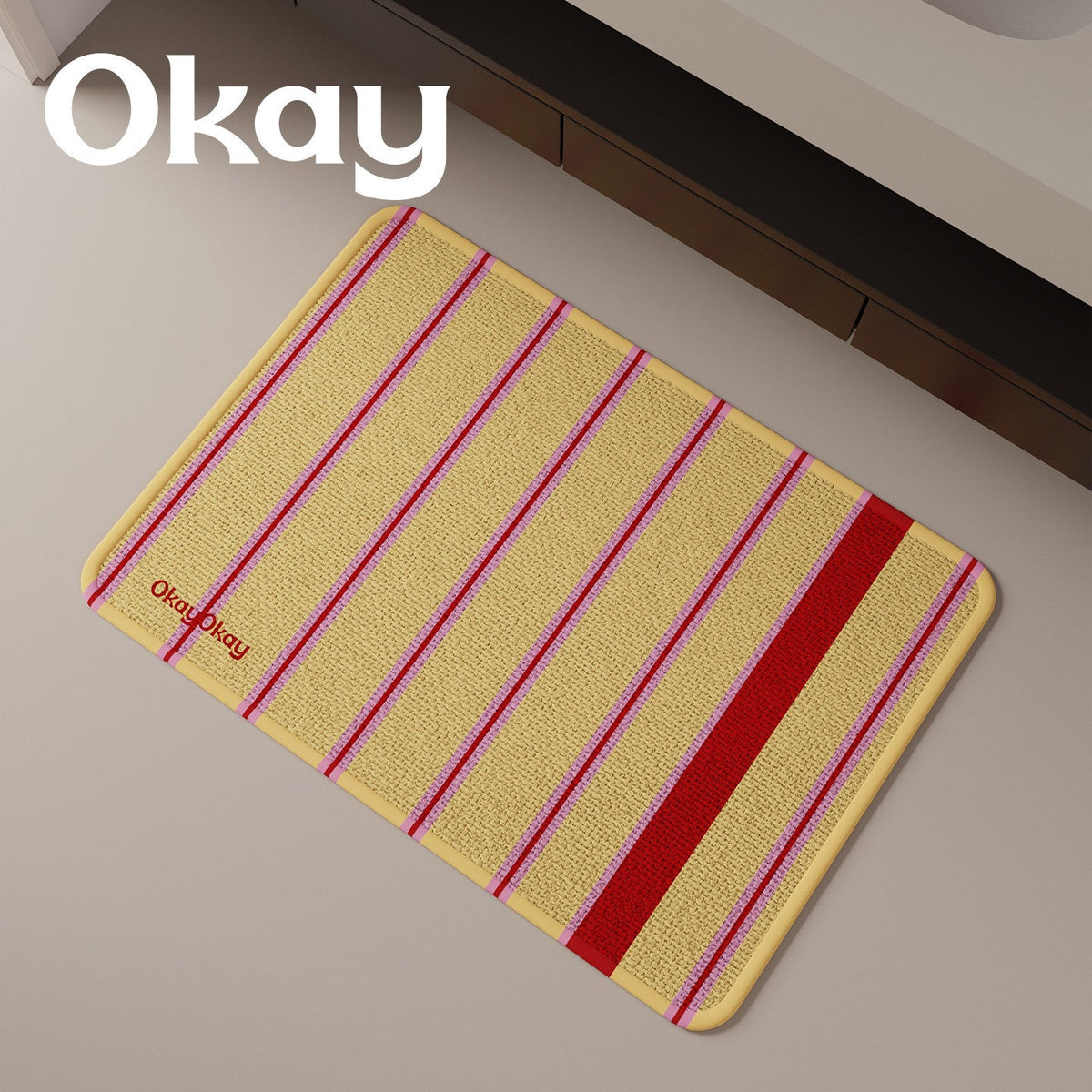 Striped Reversible Microfiber Memory-Foam Entrance and Bath Mat — product view 6