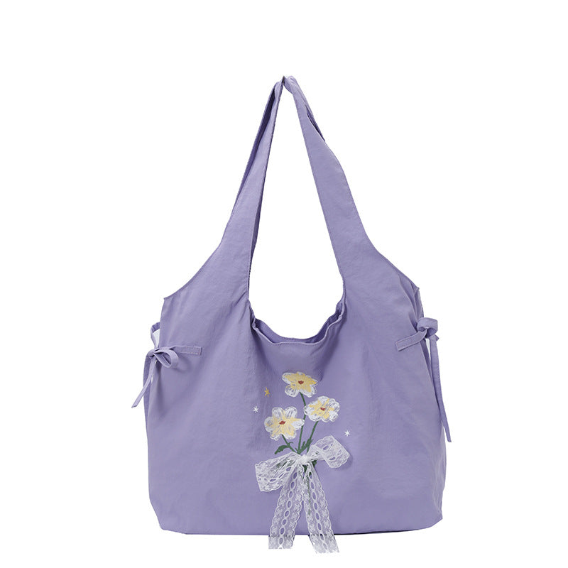 Floral Embroidered Shoulder Tote Bag — product view 1