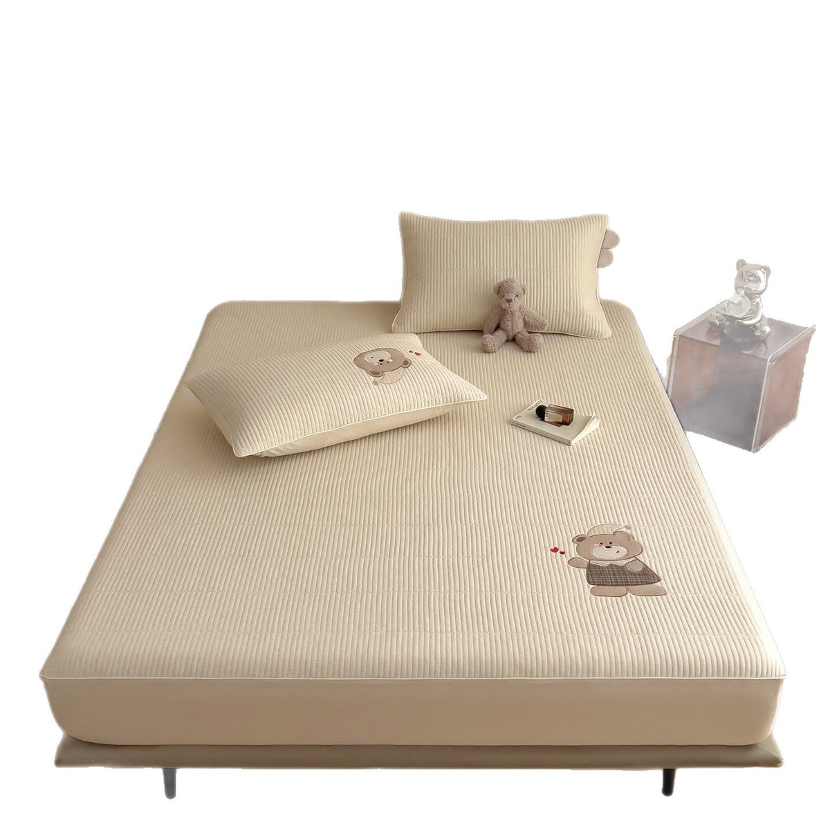 Quilted mattress topper with bunny applique and non-slip bottom — product view 4