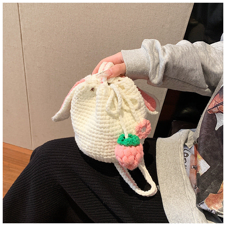 Playful Crochet Floral Drawstring Bag — product view 4