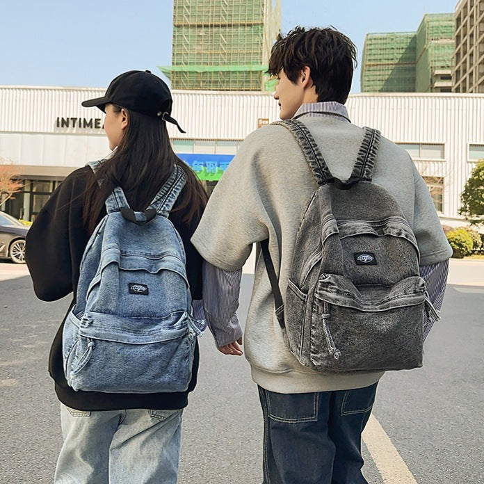Denim Fabric Casual Backpack LoungeYard — product view 1