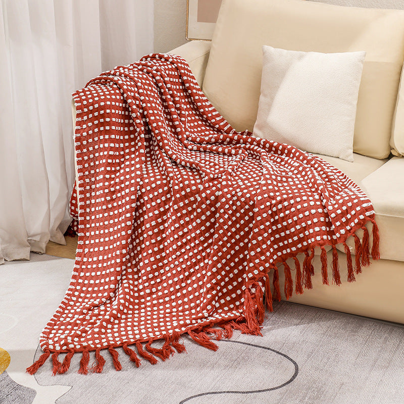 Women's Structured Throw Blanket with Fringes LoungeYard — product view 6