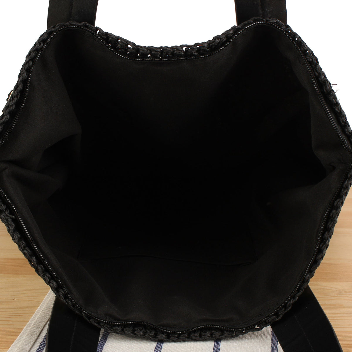 Handbag with Elegant Striped Design and Sturdy Leather Handles LoungeYard — product view 3
