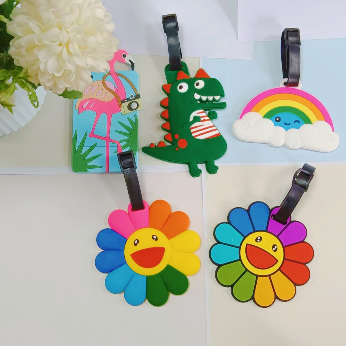 Unisex Luggage Tag in Flamingo Design LoungeYard — product view 2