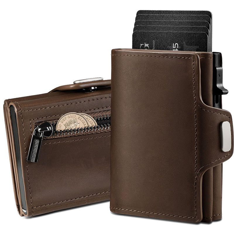 Compact RFID-Blocking Leather Coin Wallet LoungeYard — product view 2