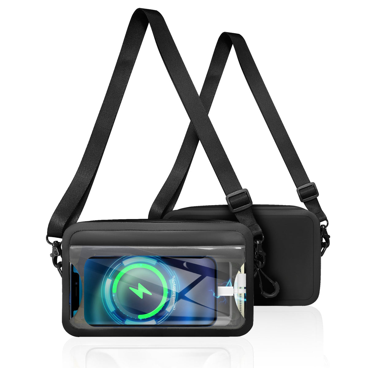 Waterproof shoulder bag with transparent smartphone case LoungeYard — product view 6