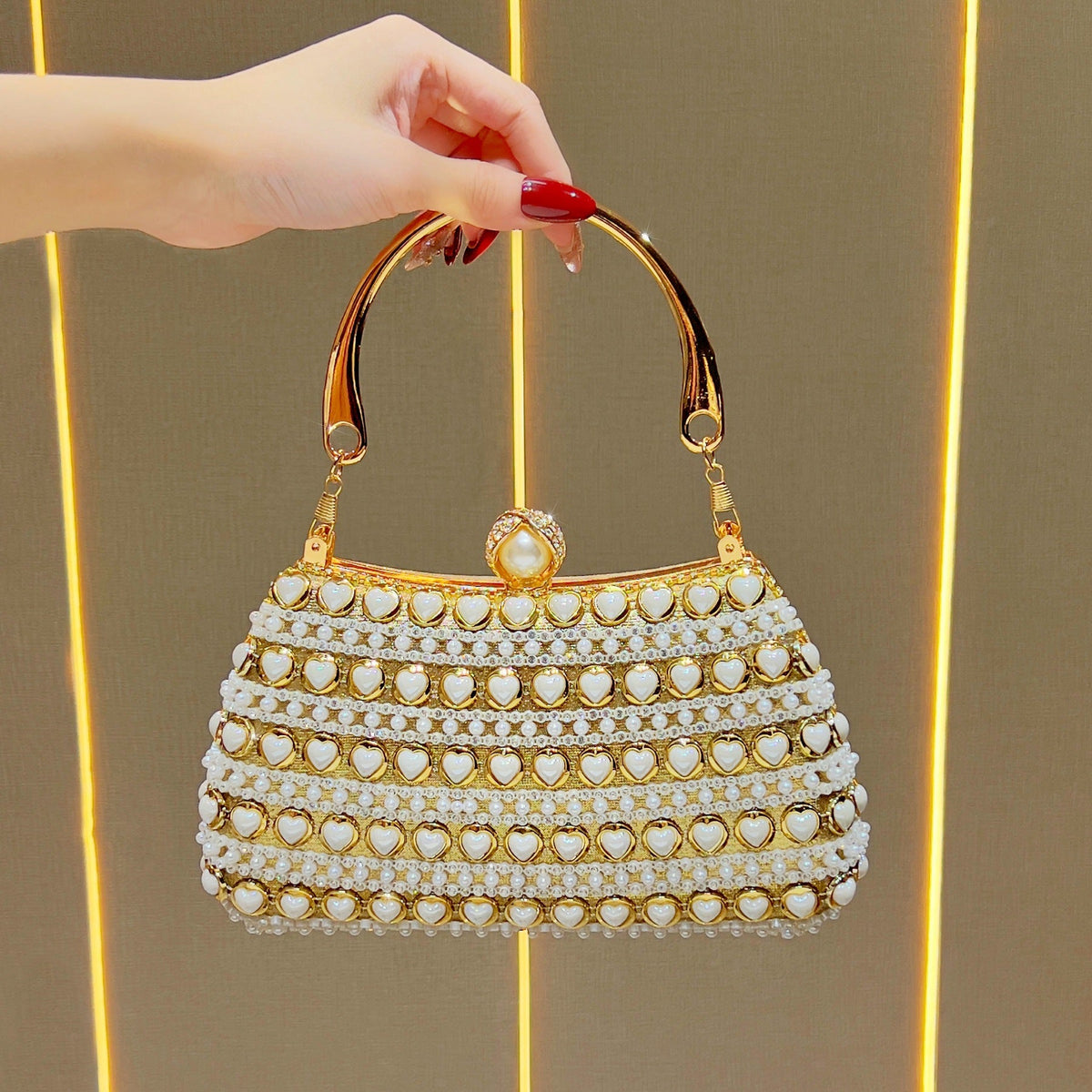 Decorative Heart-Appliqué Evening Handbag — product view 3