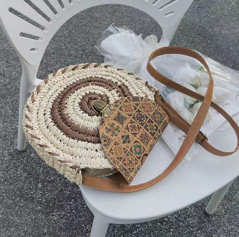 Round Bast Bag with Adjustable Leather Strap LoungeYard — product view 7