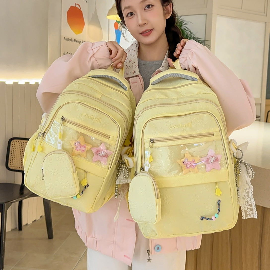 Decorative Floral-Embossed Backpack LoungeYard — product view 1