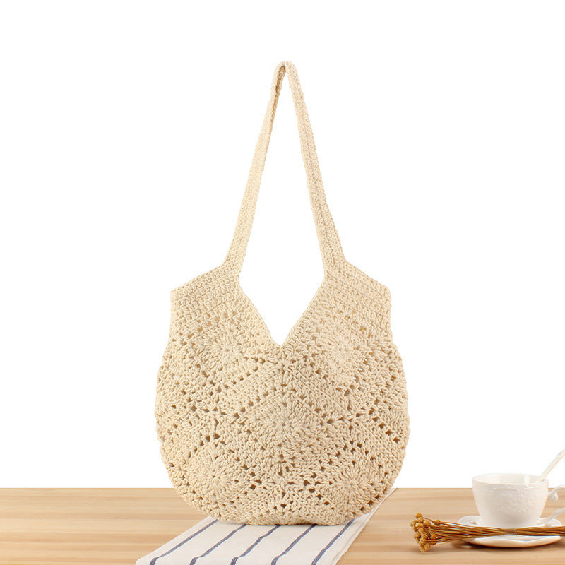 Handmade crochet tote bag with modern pattern LoungeYard — product view 1