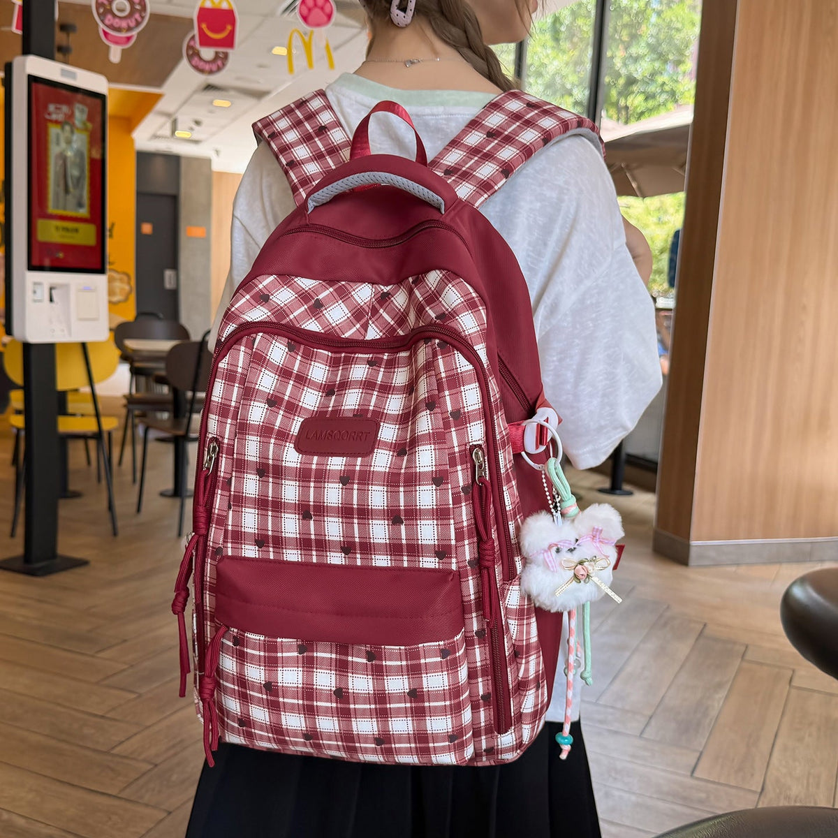 Multi-Functional Checkered Backpack LoungeYard — product view 1