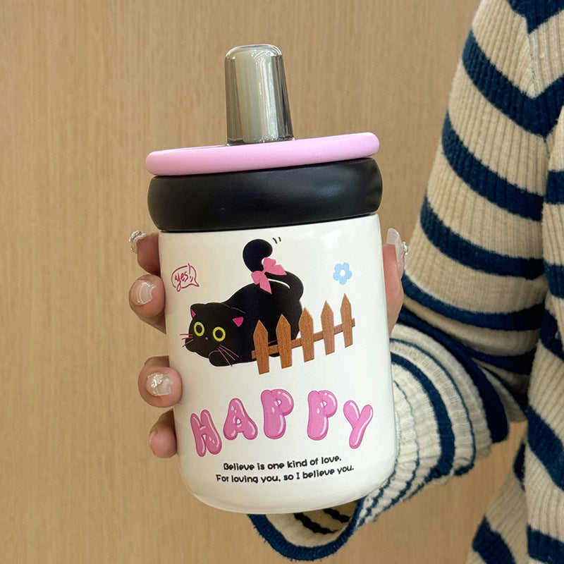 Women's water bottle with innovative silicone cap and playful design LoungeYard — product view 2