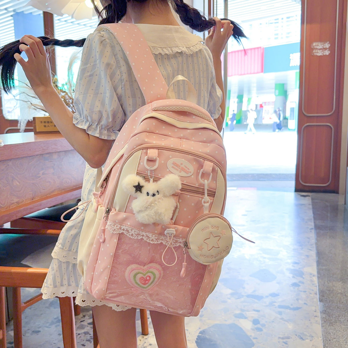 Charming Polka Dot Backpack LoungeYard — product view 2