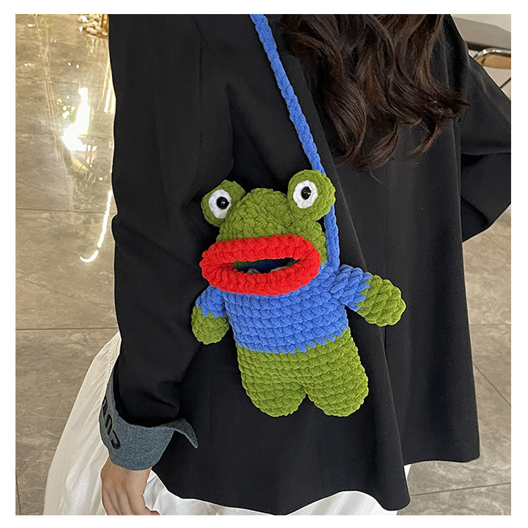 Fun Crocheted Frog-Themed Mini Backpack — product view 4