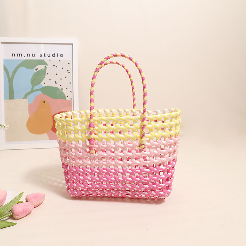 Handcrafted straw bag with colorful gradient LoungeYard — product view 7