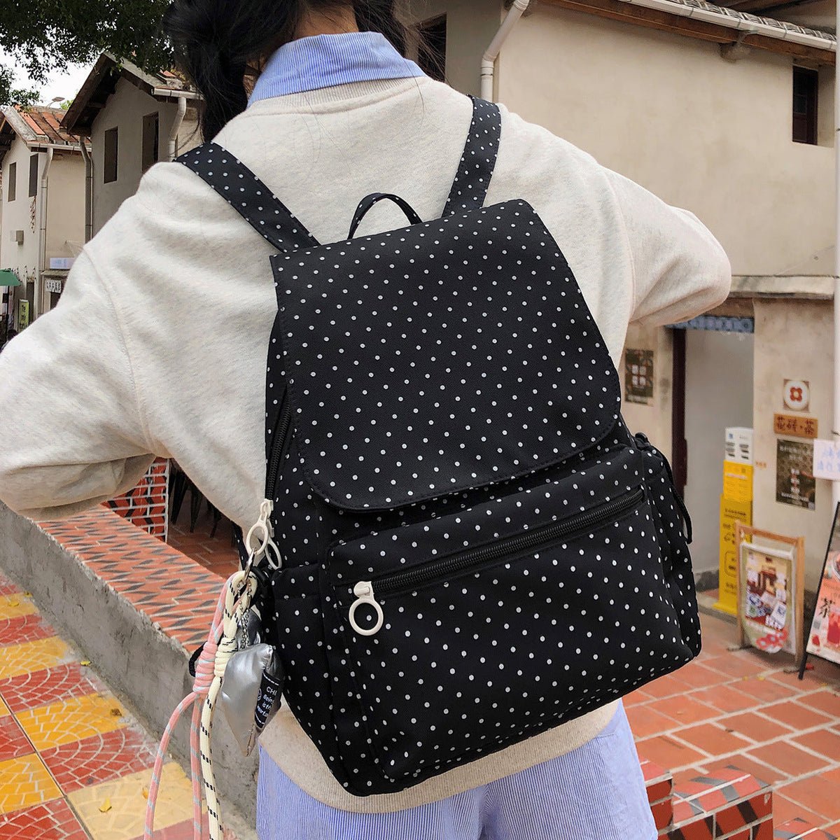 Polka Dot Patterned Backpack — product view 2