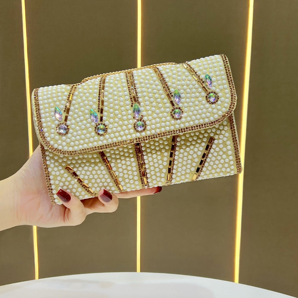 Elegant Crystal-Embellished Evening Clutch — product view 1