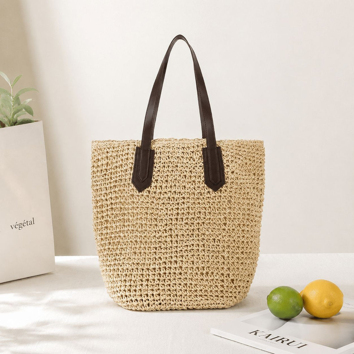 Beach bag with sturdy leather handles LoungeYard — product view 1