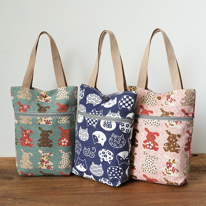 Stylish Cat-Themed Tote Bag LoungeYard — product view 2