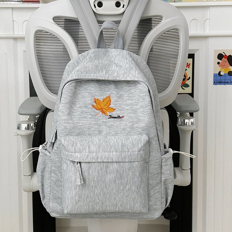 Casual Embroidered Leaf Backpack LoungeYard — product view 6