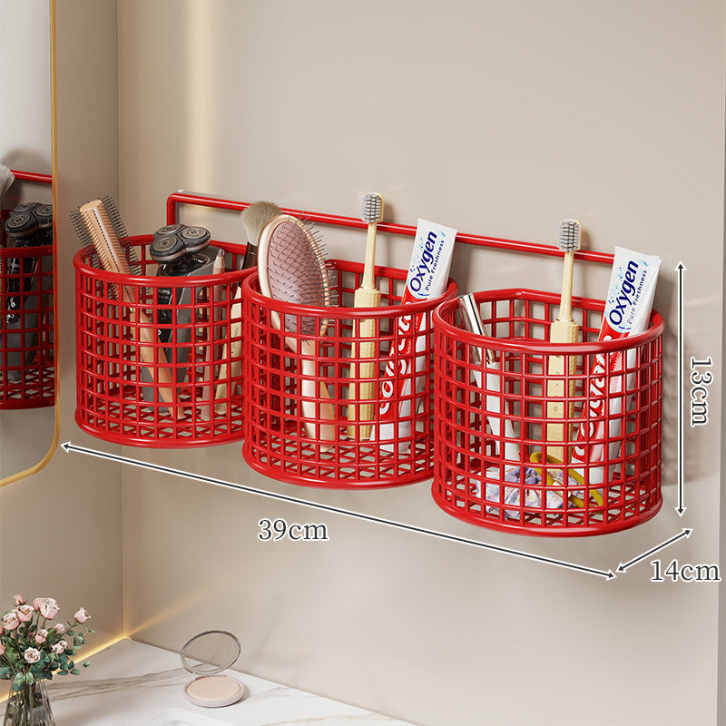 Wall-Mounted Ventilated Plastic Bathroom Organizer Basket for Toiletries and Razors — product view 2