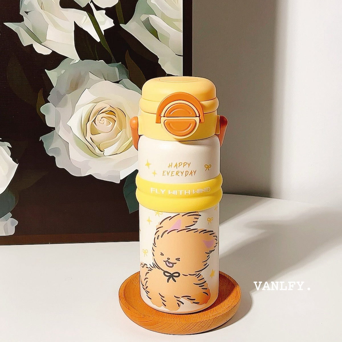 Women’s Insulated Water Bottle with Convenient Flip Cap and Cute Animal Design LoungeYard — product view 1