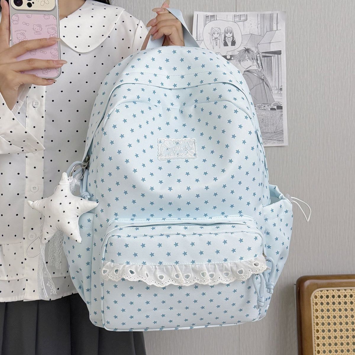 Playful Star-Printed Backpack LoungeYard — product view 1