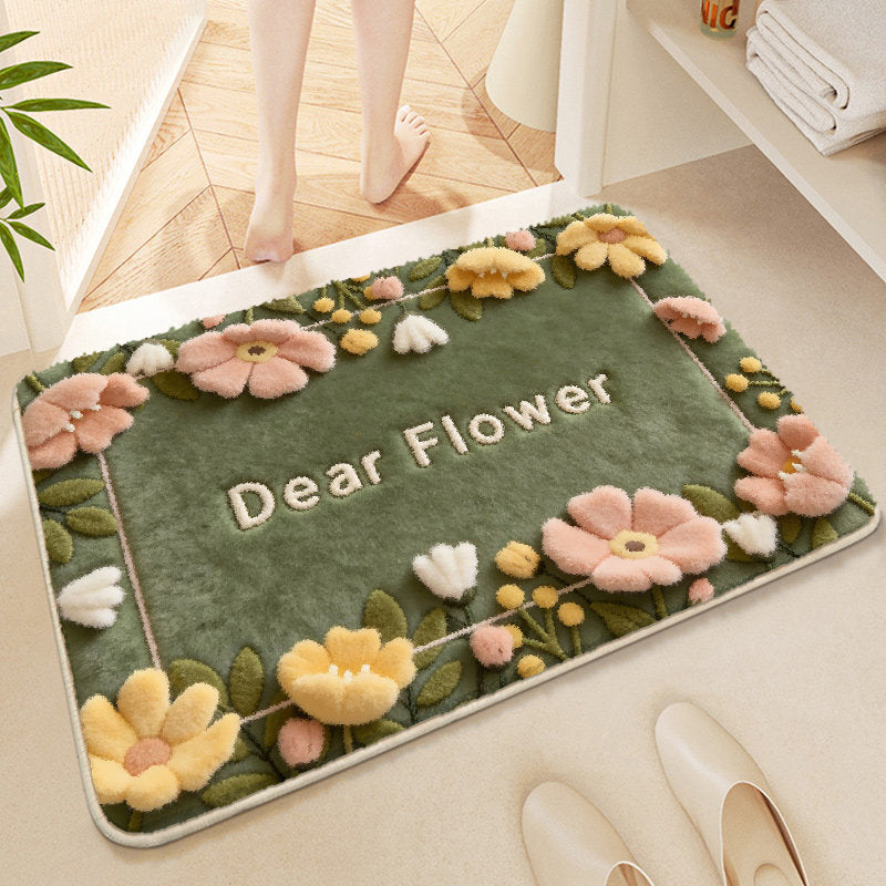 Floral-Themed Soft Microfiber Bath Mat — product view 3