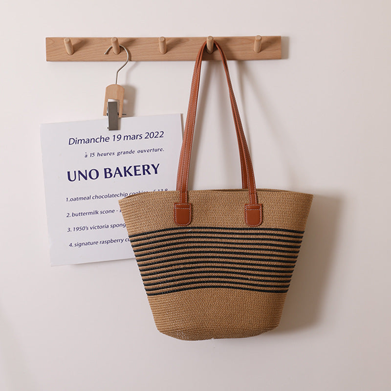 Elegant Bast Shoulder Bag with Striped Design LoungeYard — product view 6
