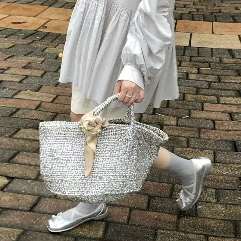 Elegant Woven Basket Bag with Sturdy Handles LoungeYard — product view 1
