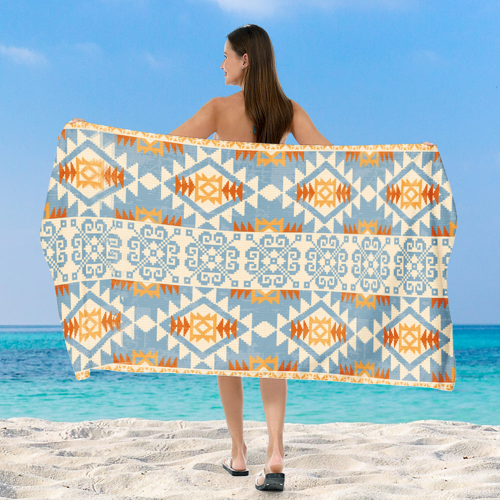 generously cut beach towel with elegant mosaic design LoungeYard — product view 2