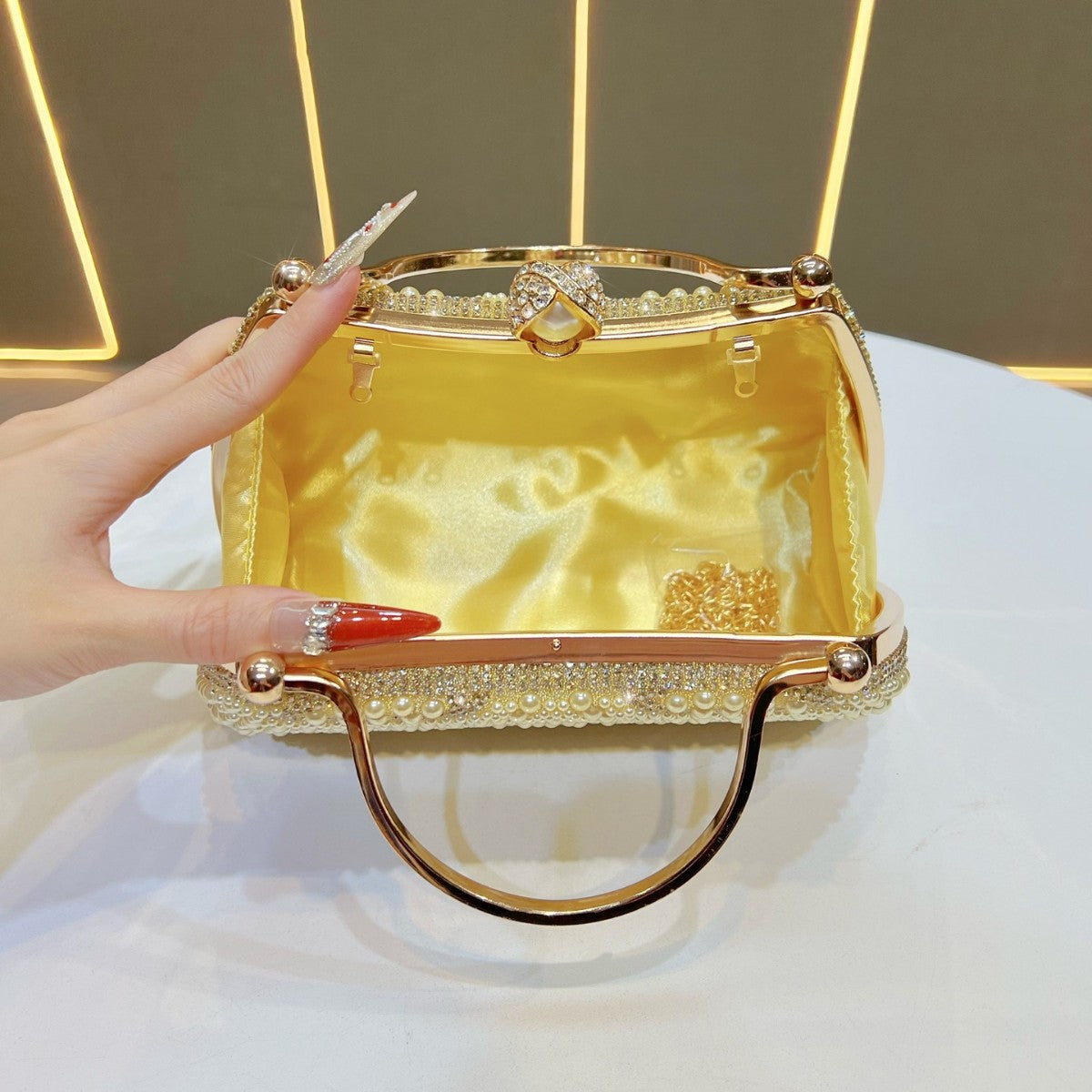 Vintage Pearl-Embellished Handbag — product view 3