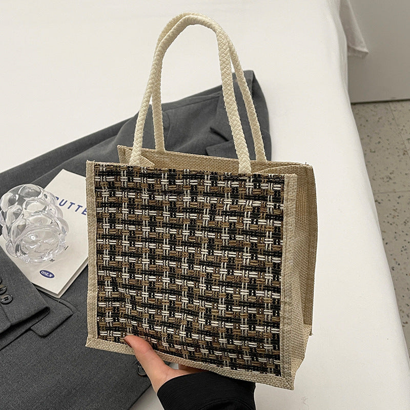 Bohemian Tote Bag with Decorative Pom Poms — product view 2