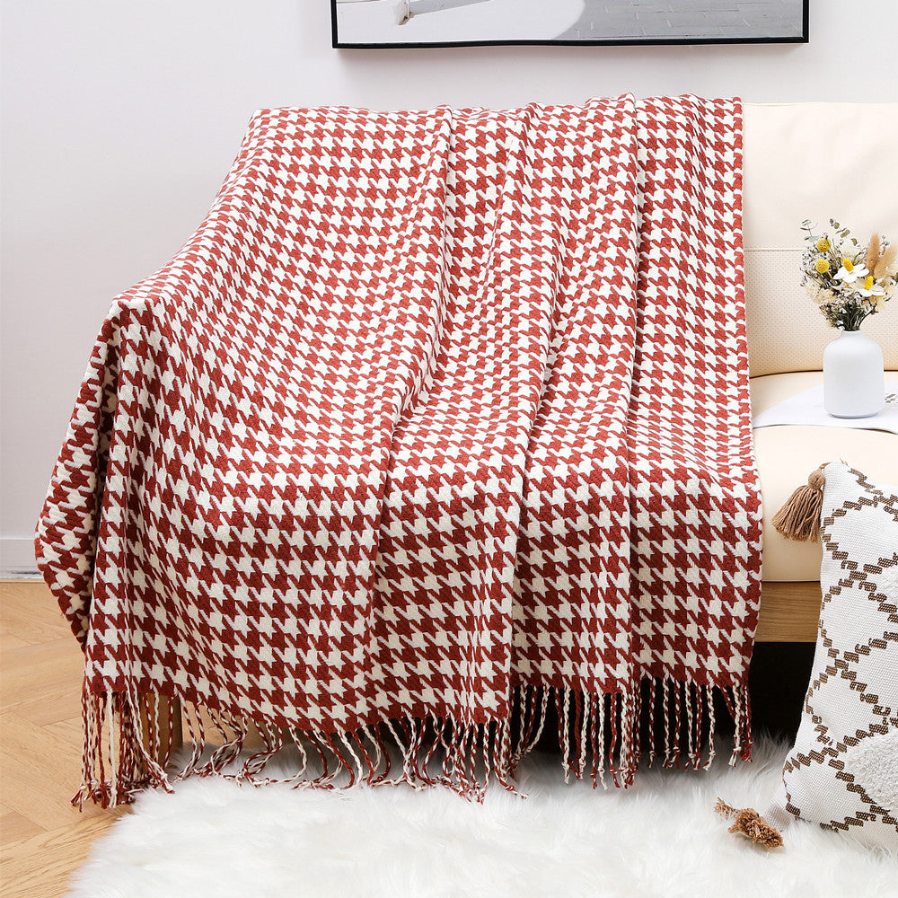 Stylish Houndstooth Pattern Throw Blanket LoungeYard — product view 2