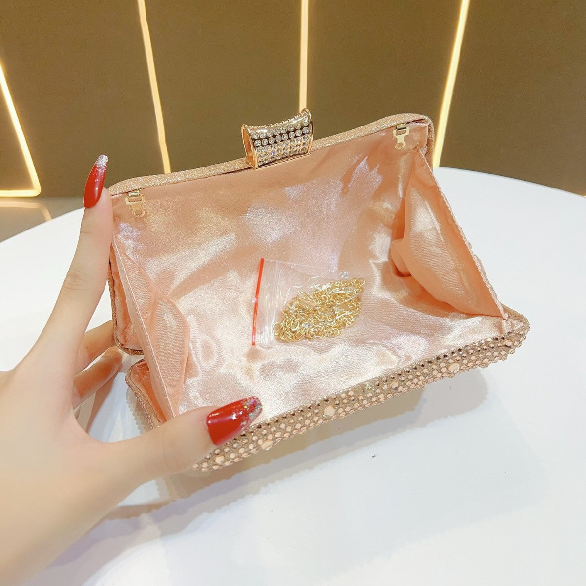 Glittering Crystal-Studded Evening Clutch — product view 3