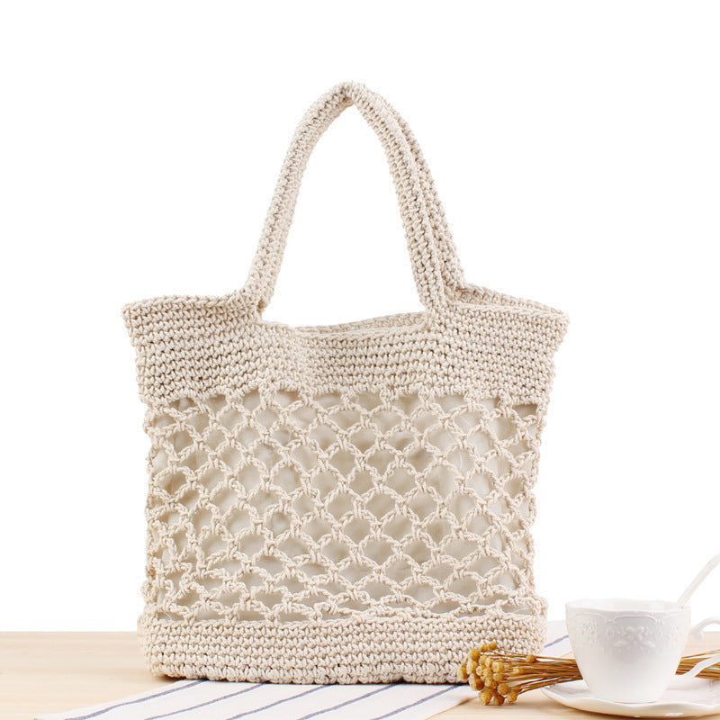 Macrame Beach Bag with Innovative Mesh Design LoungeYard — product view 1