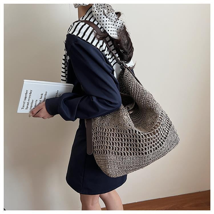 Large Macrame Shopper with Stylish Leather Trim LoungeYard — product view 2